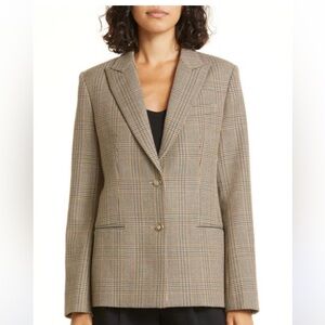 TWP Husband Virgin Wool Brown Plaid Blazer, size Lg NWT
